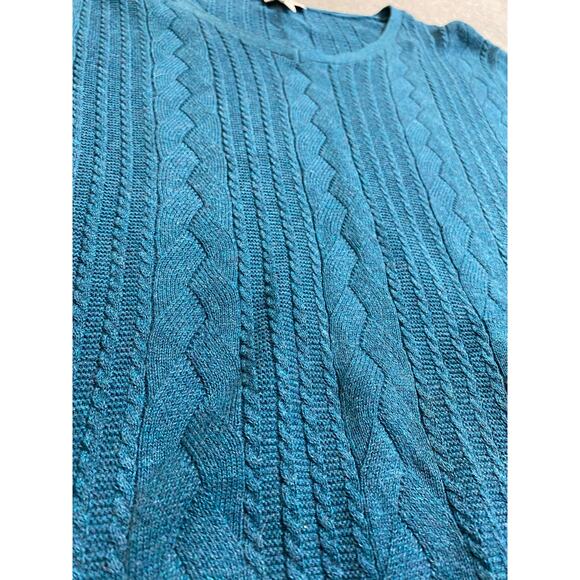 Talbots Women's Cable Knit V-Neck Sweater, Large, Teal Blue - Picture 4 of 9